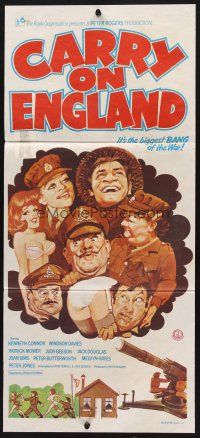7s688 CARRY ON ENGLAND Aust daybill '76 the biggest bang of the war, wacky military sex art!