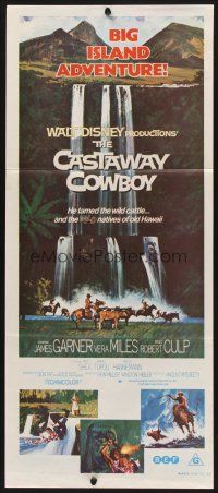 7s691 CASTAWAY COWBOY Aust daybill '74 Disney, art of cowboy James Garner in beautiful Hawaii!