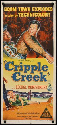 7s702 CRIPPLE CREEK Aust daybill '52 George Montgomery, Karin Booth, Jerome Courtland!