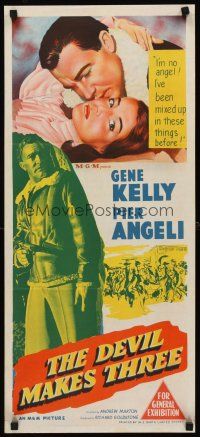 7s716 DEVIL MAKES THREE Aust daybill '52 Gene Kelly, Pier Angeli, she's been mixed up before!