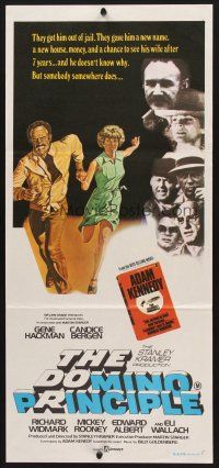 7s722 DOMINO PRINCIPLE Aust daybill '77 cool art of Gene Hackman & Candice Bergen fleeing!