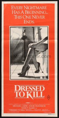 7s725 DRESSED TO KILL Aust daybill '80 Brian De Palma, Michael Caine, Angie Dickinson!