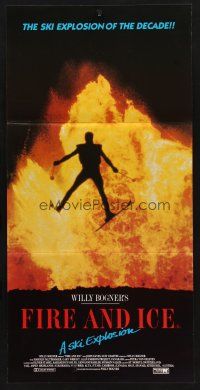 7s748 FIRE & ICE Aust daybill '87 cool image of skiier jumping from explosion!