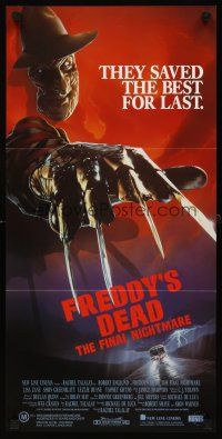 7s758 FREDDY'S DEAD Aust daybill '91 great close up of Robert Englund as Freddy Krueger!