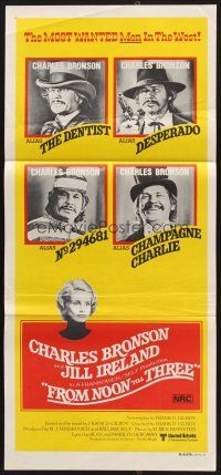 7s761 FROM NOON TILL THREE Aust daybill '76 4 great images of wanted Charles Bronson!