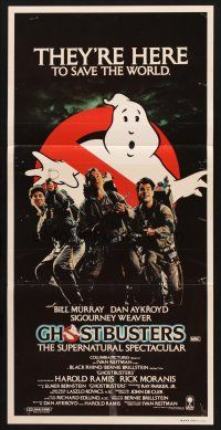 7s768 GHOSTBUSTERS Aust daybill '84 Bill Murray, Aykroyd & Harold Ramis are here to save the world