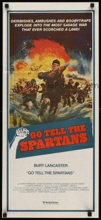 7s770 GO TELL THE SPARTANS Aust daybill '78 cool art of Burt Lancaster in Vietnam War!