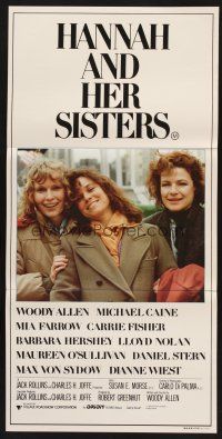 7s778 HANNAH & HER SISTERS Aust daybill '86 Woody Allen, Mia Farrow, Carrie Fisher, Barbara Hershey