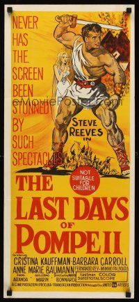 7s812 LAST DAYS OF POMPEII Aust daybill '59 mighty Steve Reeves in fiery summit of spectacle!