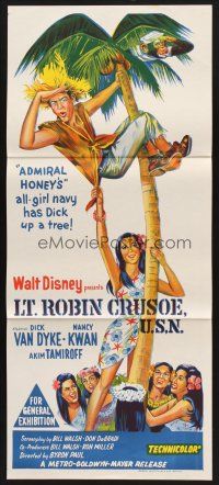 7s831 LT. ROBIN CRUSOE, U.S.N. Aust daybill '66 Disney, Dick Van Dyke chased by island babes!