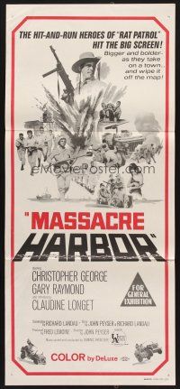 7s840 MASSACRE HARBOR Aust daybill '68 hit & run heroes from TV's Rat Patrol on big screen!