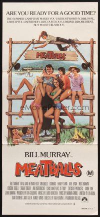 7s843 MEATBALLS Aust daybill '79 Ivan Reitman, artwork of Bill Murray & sexy babes by Morgan Kane!