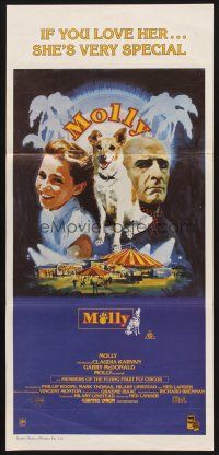 7s847 MOLLY Aust daybill '83 Claudia Karvan, cool art of cute dog in title role!