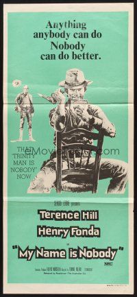 7s853 MY NAME IS NOBODY Aust daybill '73 Il Mio nome e Nessuno, art of Henry Fonda & Terence Hill!