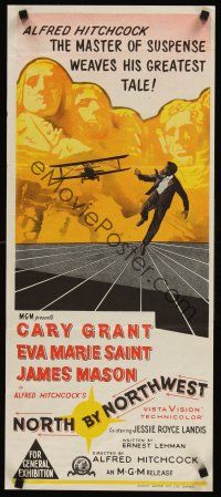 7s862 NORTH BY NORTHWEST Aust daybill R66 Cary Grant, Eva Marie Saint, Alfred Hitchcock classic!
