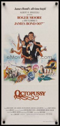 7s865 OCTOPUSSY Aust daybill '83 art of Maud Adams & Roger Moore as James Bond by Daniel Gouzee!