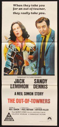 7s873 OUT-OF-TOWNERS Aust daybill '70 Jack Lemmon, Sandy Dennis, written by Neil Simon!
