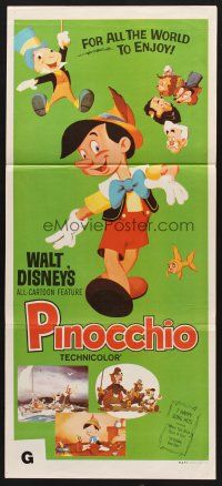 7s884 PINOCCHIO Aust daybill R70s Disney classic fantasy cartoon for all the world to enjoy!