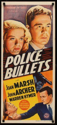 7s888 POLICE BULLETS Aust daybill '42 Milburn Stone, stone litho art of Joan Marsh, John Archer!