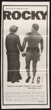 7s905 ROCKY Aust daybill '77 boxer Sylvester Stallone holding hands with Talia Shire!
