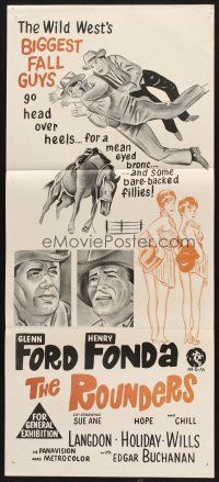 7s910 ROUNDERS Aust daybill '65 Glenn Ford, Henry Fonda, sexy Sue Ane Langdon & Hope Holiday!