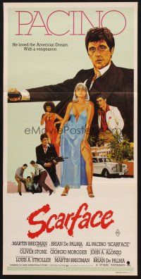 7s915 SCARFACE Aust daybill '83 different art of Al Pacino as Tony Montana, Michelle Pfeiffer!