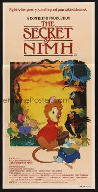 7s918 SECRET OF NIMH Aust daybill '82 Don Bluth, mouse fantasy cartoon art by Tim Hildebrandt!