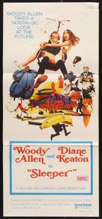 7s924 SLEEPER Aust daybill '74 Woody Allen, Diane Keaton, wacky futuristic sci-fi comedy!