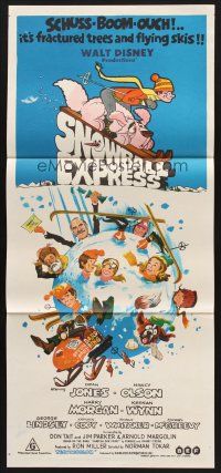 7s926 SNOWBALL EXPRESS Aust daybill '72 Walt Disney, Dean Jones, wacky winter fun art!