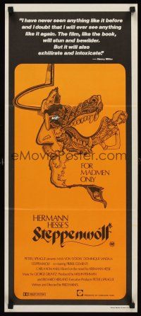 7s934 STEPPENWOLF Aust daybill '74 Max Von Sydow, for madmen only, really cool psychedelic artwork!