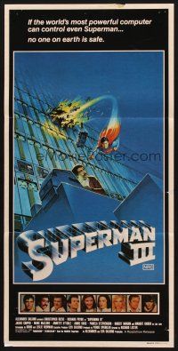 7s945 SUPERMAN III Aust daybill '83 art of Christopher Reeve flying, Richard Pryor, by L. Salk!