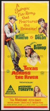 7s953 TEXAS ACROSS THE RIVER Aust daybill '66 cowboy Dean Martin, Alain Delon & Indian Joey Bishop!