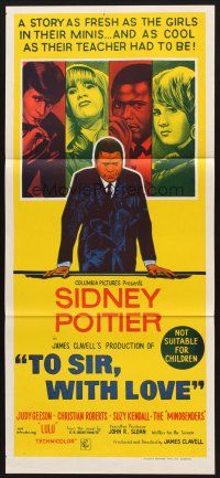 7s958 TO SIR, WITH LOVE Aust daybill '67 Sidney Poitier, Lulu, directed by James Clavell!
