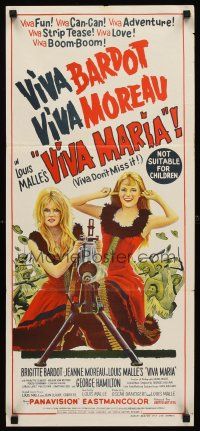 7s976 VIVA MARIA Aust daybill '65 Louis Malle, sexy French babes Brigitte Bardot & Jeanne Moreau!