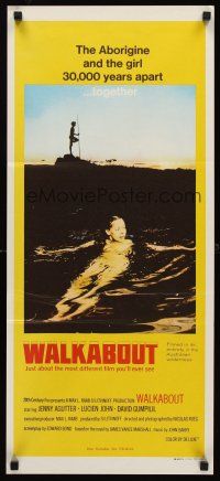 7s979 WALKABOUT Aust daybill '71 naked swimming Jenny Agutter, Nicolas Roeg Australian classic!