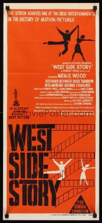 7s984 WEST SIDE STORY Aust daybill '62 Academy Award winning classic musical, wonderful art!