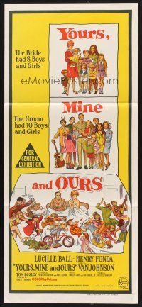 7s996 YOURS, MINE & OURS Aust daybill '68 art of Henry Fonda, Lucy Ball & their 18 kids!