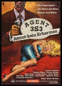 7s070 AGENT 3S3: PASSPORT TO HELL German '65 cool spy action artwork + sexy bound girl!