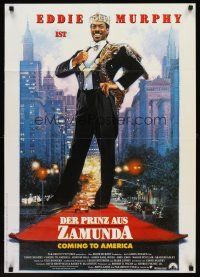 7s112 COMING TO AMERICA German '88 great artwork of African Prince Eddie Murphy by Drew Struzan!