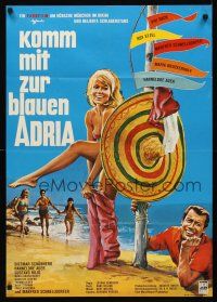 7s204 KOMM MIT ZUR BLAUEN ADRIA German '66 Vivi Bach, Roy Etzel, art of sexy girl on beach!