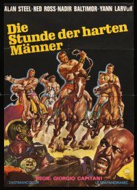 7s257 SAMSON & THE MIGHTY CHALLENGE German '64 cool art of mythological strong men on horses!
