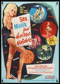 7s293 UNIVERSO DI NOTTE German '64 Alessandro Jacovoni, cool art of sexy dancer & variety acts!
