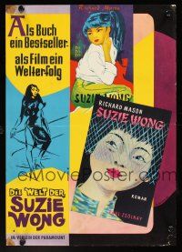 7s064 WORLD OF SUZIE WONG German 12x19 '60 great different art of Nancy Kwan in title role!