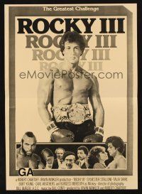 7s907 ROCKY III New Zealand daybill '82 great image of boxer & director Sylvester Stallone!