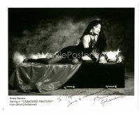 7t531 BRINKE STEVENS signed 8x10 REPRO still '90s sexy on coffin starring in Creature Feature!