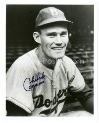 7t547 CHUCK CONNORS signed 8x10 REPRO still '80s in his Brooklyn Dodgers baseball uniform!