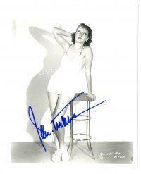 7t652 JEAN PARKER signed 8x10 REPRO still '90s full-length in sexy skimpy outfit leaning on stool!