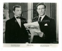 7t711 LAWRENCE TIERNEY signed 8x10 REPRO still '80s c/u reading newspaper from Born to Kill!