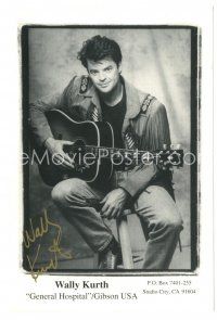 7t851 WALLY KURTH signed 4x6 REPRO still '90s portrait of the actor/singer with guitar!