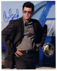 7t534 CARLOS BERNARD signed color 8x10 REPRO still '00s close up wearing shades by helicopter!